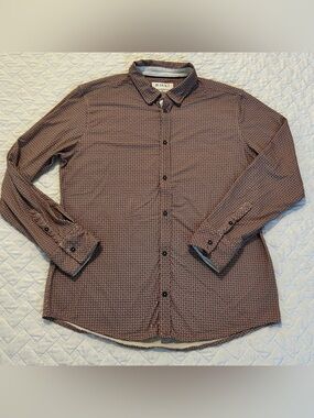 JB Holt Men's Long-Sleeve Athletic Geometric Print Shirt - Burgundy